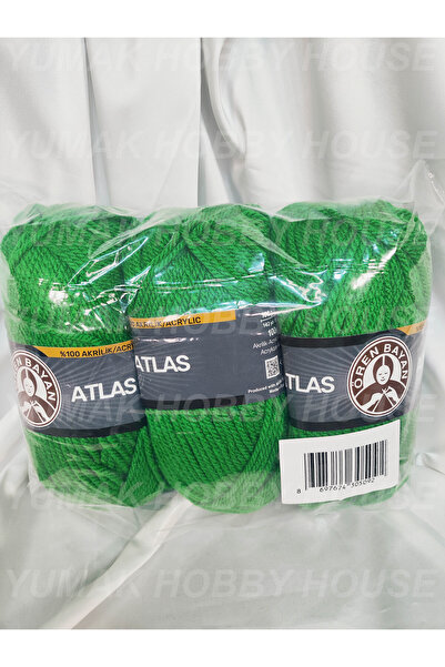Ören Bayan ATLAS Çimen Yeşil El Örgü İpi (3 Adet) - Renk: 087