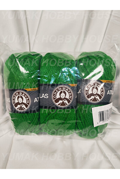Ören Bayan ATLAS Koyu Yeşil El Örgü İpi (3 Adet) - Renk: 120