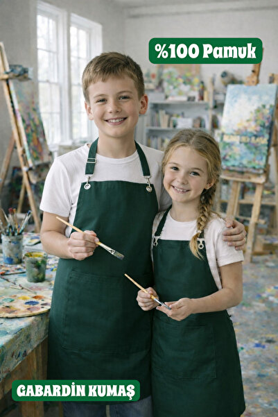 MUTLUGYM ÇOCUK ÖNLÜK Gabardin Kumaş % 100 PAMUK -workshop-atolye -MUTFAK ÖNLÜĞÜ