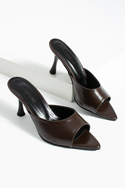 diclepolat Pantofi de damă maro cu vârf ascuțit toc stiletto u T papuci Rigen