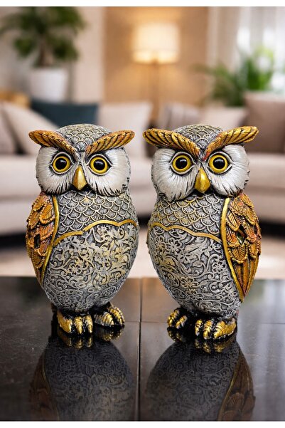 AYCEM Büyük Boy Kristal Taşlı İkili Baykuş Biblo Heykel Ev Ofis Dekor Vitrin ...