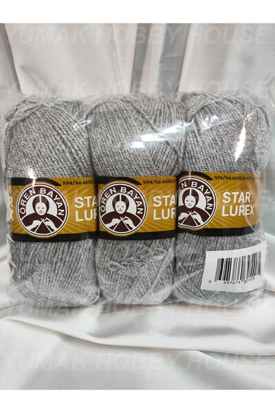 Ören Bayan STAR LUREX Gümüş El Örgü İpi (3 Adet) - Renk: 007G