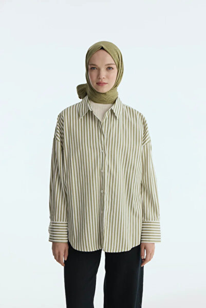 MİRSOY SCARF İpeksi Jakar Sarmaşık Şal-yağ Yeşili