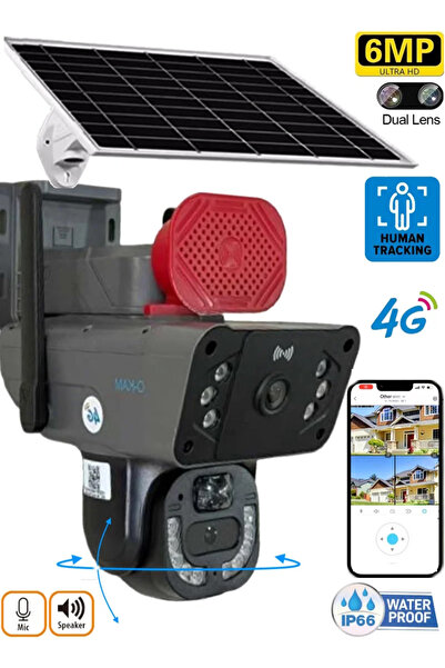 Ventus O-kam 3815 4G 6MP Dual Lens Güneş Panelli Solar Sirenli Güvenlik Kamerası