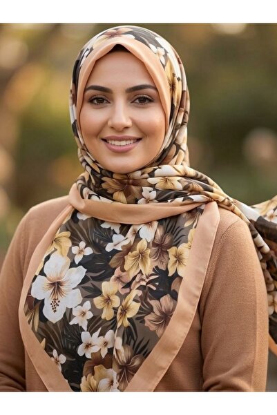 Nazellaa شال لينا بنمط الورد الياباني موديل كشمير