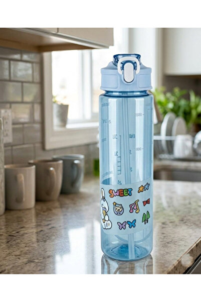 Erdem 900ml motivasyon suluk pipetli ve sticker hediyelidir