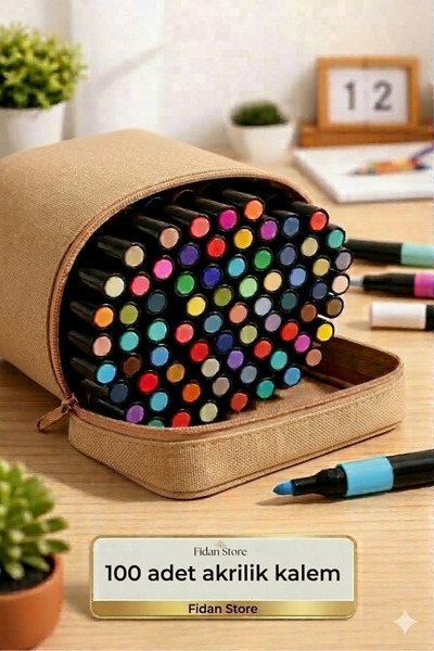 Fidanx Akrilik Kalem Seti Profesyonel Marker Boya Kalem Seti 100 Renk