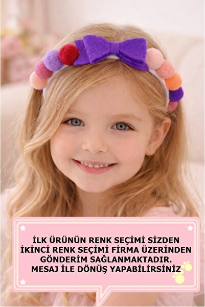 DOĞALYA Fiyonklu Ponponlu Kız Çocuk Bebek Taçı