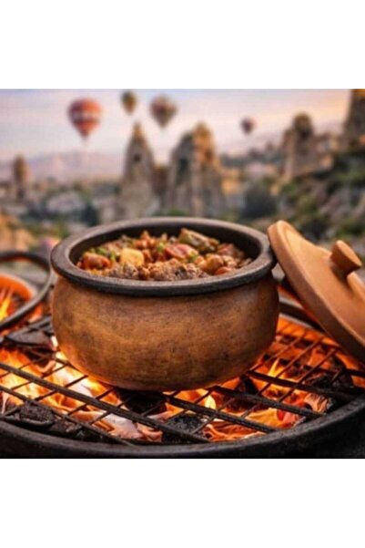 ATHSTORE Cappadocia Natural Handmade Baked Clay Casserole Pot for 3-4 People
