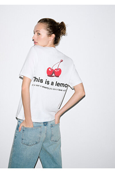 Mavi This Is A Lemon Sırt Baskılı Beyaz Tişört Regular Fit / Normal Kesim 161...