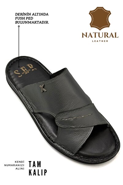 lil amore Hakiki Gerçek Deri Erkek Terlik Hafif Terlik Deri Şırıngıl Füme