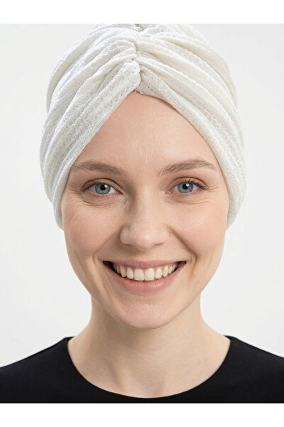 elysianfidan Knitwear Drapeli Ecru Reversible Ready-To-Wear Turban Hijab Bonn...