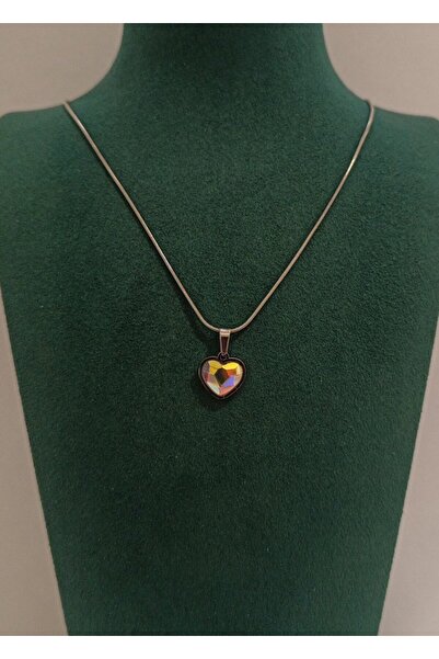 Monalisa Home Silver Color Heart Figured Flashy Necklace