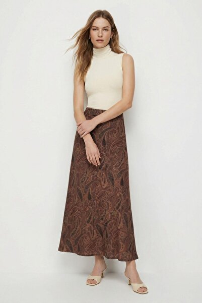 Rays Coffee leaf Patterned skirt 3507