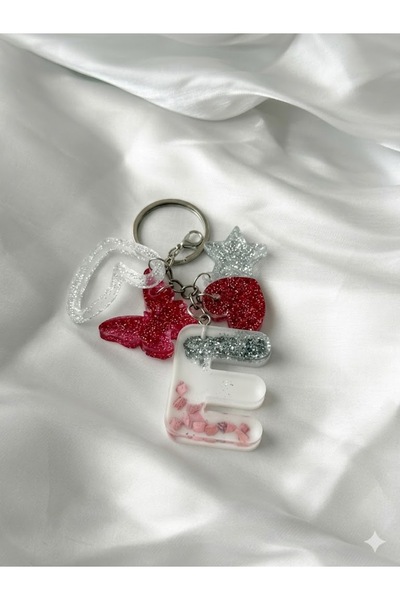 ELIVORA İsme Özel Epoksi E Baş Harf Anahtarlık - Süslü Aparatlı Sevgiliye ve ...