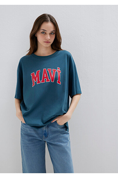 Mavi Logo Baskılı Tişört Oversize / Geniş Kesim 1600843-70771