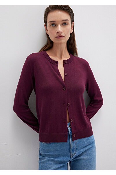 Mavi Mešavina vune Džemper sa dugmićima, bordo crvene boje Slim fit / Uski kr...