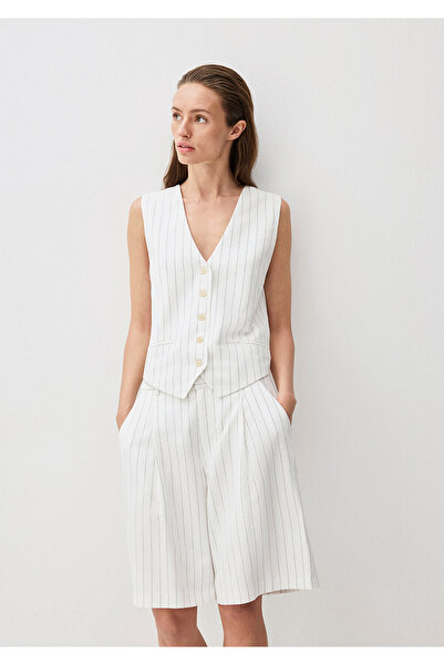 Mavi Ekru (TENCEL™) Liyosel Karışımlı Yelek Regular Fit / Normal Kesim 111068...