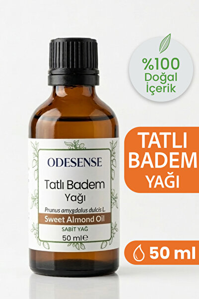 ODESENSE Tatlı Badem Yağı 50 ml Soğuk Sıkım %100 Doğal Saf Kaş Kirpik Cilt Sa...