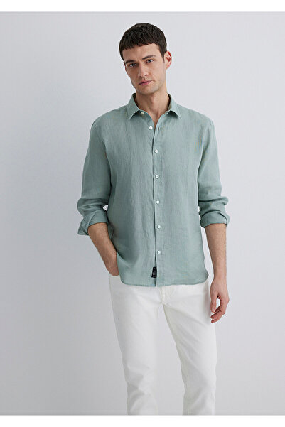 Mavi Grünes Leinenhemd Slim Fit / Schmaler Schnitt 0211466-70113