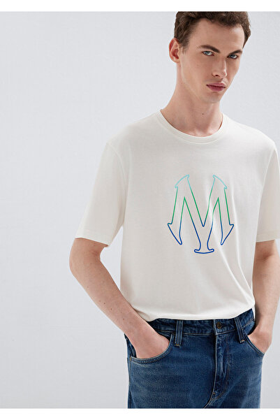 Mavi Ecru-T-Shirt mit Logo-Print, normale Passform/normale Passform 0610635 -...