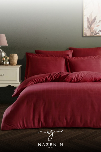 NazeninHome طقم غطاء لحاف مزدوج من قماش الساتان المربع 100% قطن |   بدون ورق ...