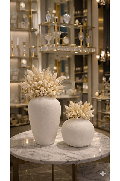 muffag Modern Textured Piece Decorative Vase Set – Ceramic Look Matte Texture...