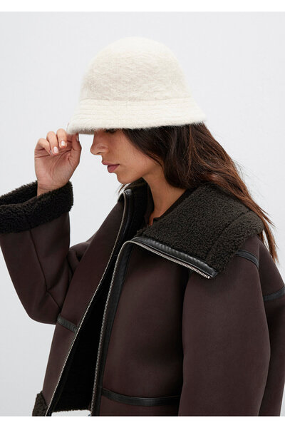 Mavi Peluş Bej Bucket Şapka 198988-34610