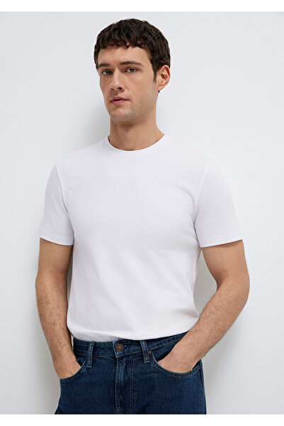 Mavi Weißes Stretch-Basic-T-Shirt mit tailliertem Schnitt 061747 -620