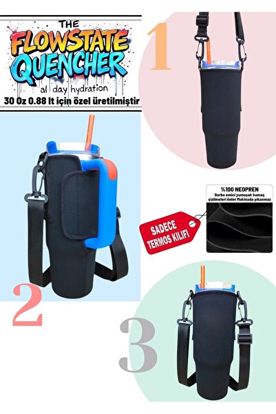 MELA Quencher 30 Oz 887ml neopren termos kılıfı ve Omuz Askısı
