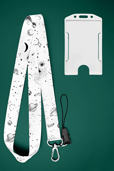 Apptakı Beyaz  Galaksi Takım Yıldızı Boyun İpi Boyun Askı İpi Boyun Askısı ve...