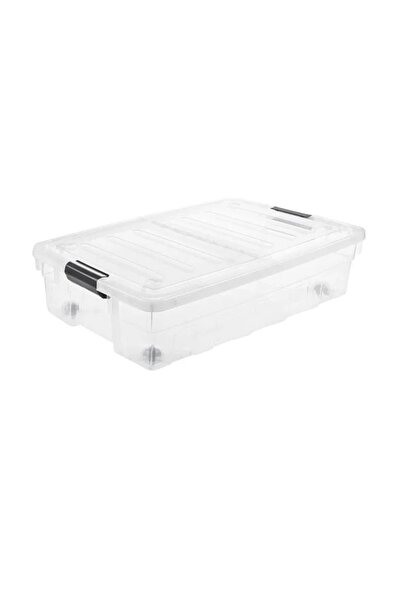 divendi-ro Cutie de depozitare, plastic, cu capac, capacitate 32L, transparentă