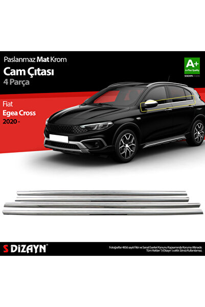 S Dizayn S-Dizayn Fiat Egea Cross Krom Cam Çıtası 4 Prç. 2020 Üzeri (Mat Krom...