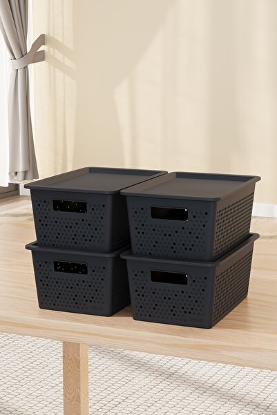 Mutfak Köşesi Seul 4 Lt 3-Piece Storage Box with Lid - Modern Closet Organize...