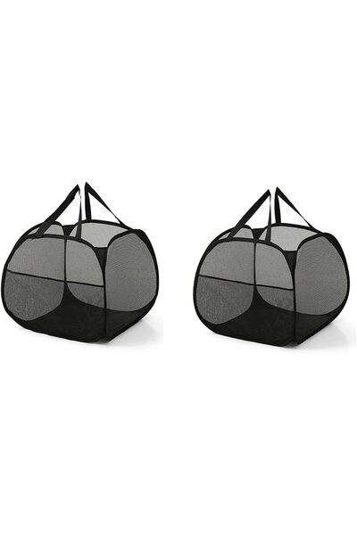 Arabest 2-Pack Collapsible Laundry Baskets with Side Pocket, Mesh Pop Up Stor...