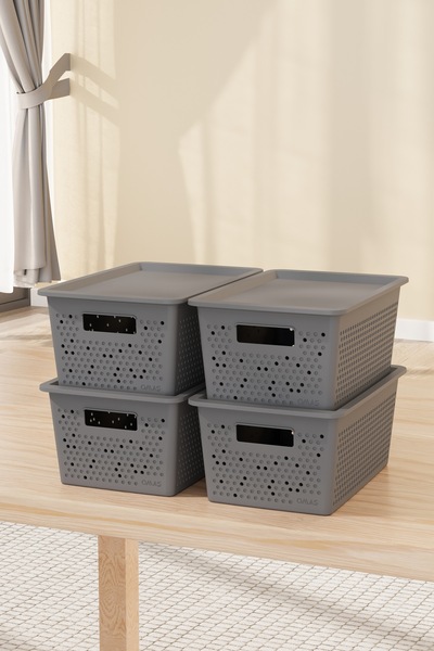 Mutfak Köşesi صندوق تخزين بغطاء من سول 4 LT مكون من 3 قطع - مجموعة منظم خزانة...