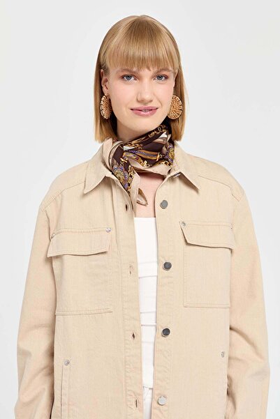 Desen Triko Жіночий джинсовий піджак з заклепками - Кишені з насінням кунжуту