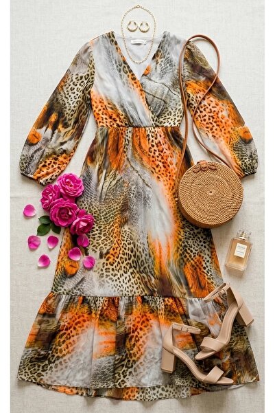 viyan butik Leopard pattern chiffon dress