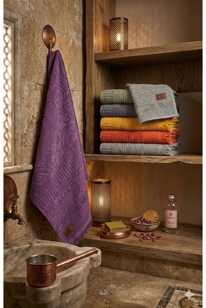 A.Z.H. (Set of 6) Avangard Series Dowry Jacquard 50X90 Cm. Bukle Textured Hand, Face Towel