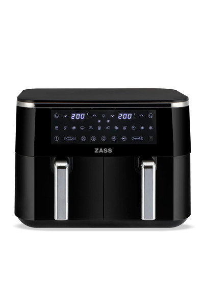 Zass Friteuză cu aer cald ZAF 13 Dublă, 2 coșuri, 1200W, Capacitate 4.5l+4.5l, Culoare Negru