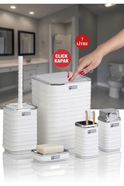 Okyanus Home Set de baie pătrat din 5 piese Luna alb cromat