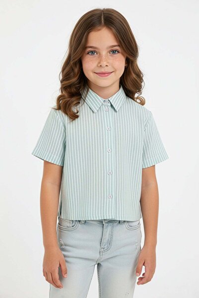 Fulla Moda Cămașă pentru fete cu cu dungi nasturi
