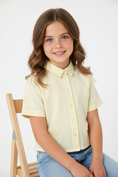 Fulla Moda Cămașă pentru fete cu cu dungi nasturi