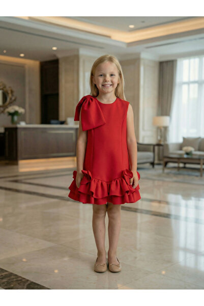 She Dress By Kubra Aksoy Kız Çocuk 23 Nisan Özel Seri Kırmızı Fiyonk Detaylı ...