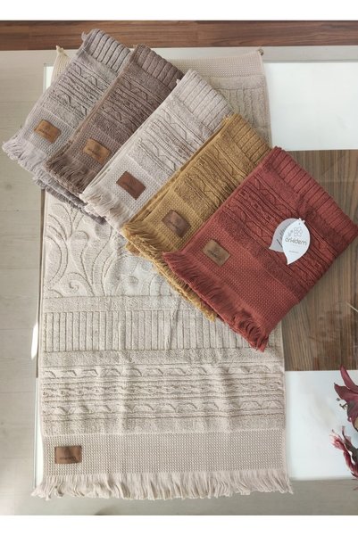 A.Z.H. (Set of 6) Avangard Series Dowry Jacquard 50X90 Cm. Bukle Textured Hand, Face Towel