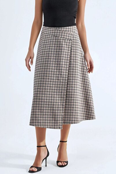 Hiccup Ψηλόμεση καρό μίντι φούστα