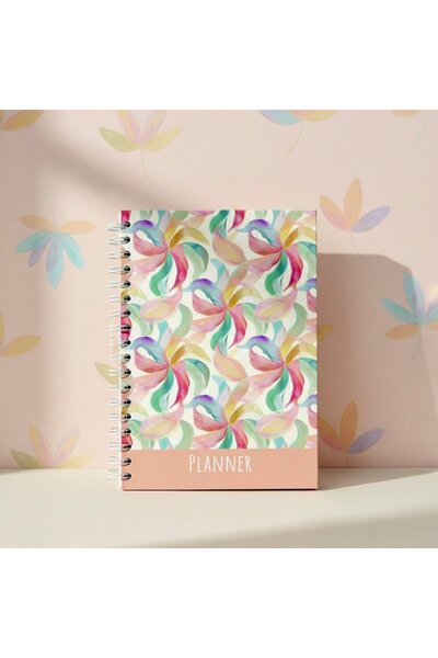 Lizy مفكرة فاخرة بدون تاريخ – غلاف صلب مقاس 17×24، حلزوني، 4 ألوان، مع ملصقات