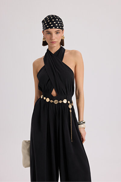 BOHEMAİ Lios Window Detail Black Long Jumpsuit