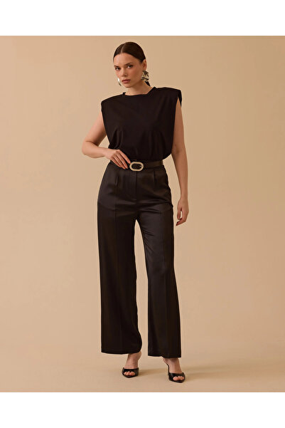 SCL Yüksek Bel Tam Boy Saten Pantolon