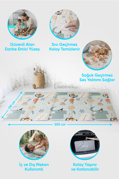 Coolmats 200x130x1 Cm Orman Şenliği Katlanabilir Oyun Matı
